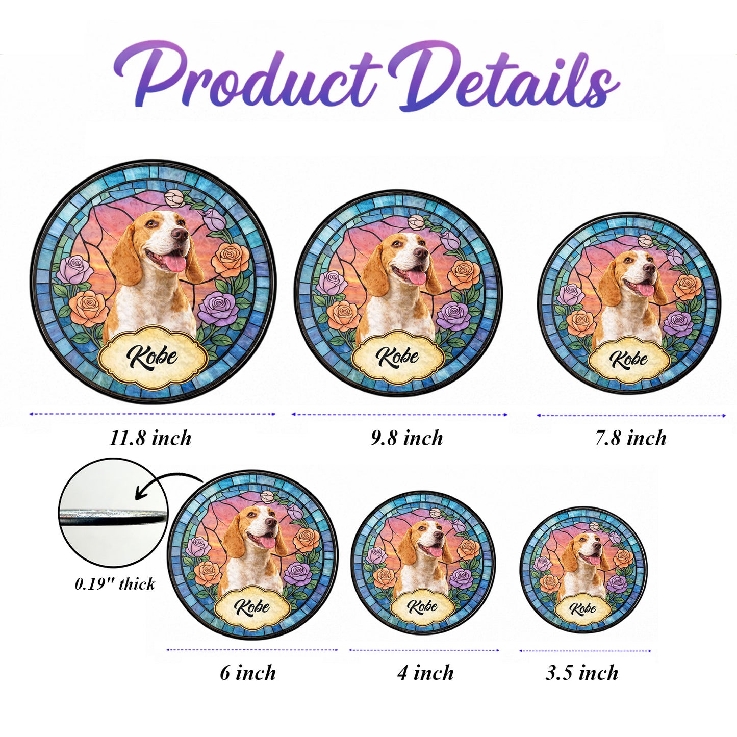 Personalized Dog Name Stained Glass Suncatcher – Custom Pet Window Hanging Gift (THUC99)