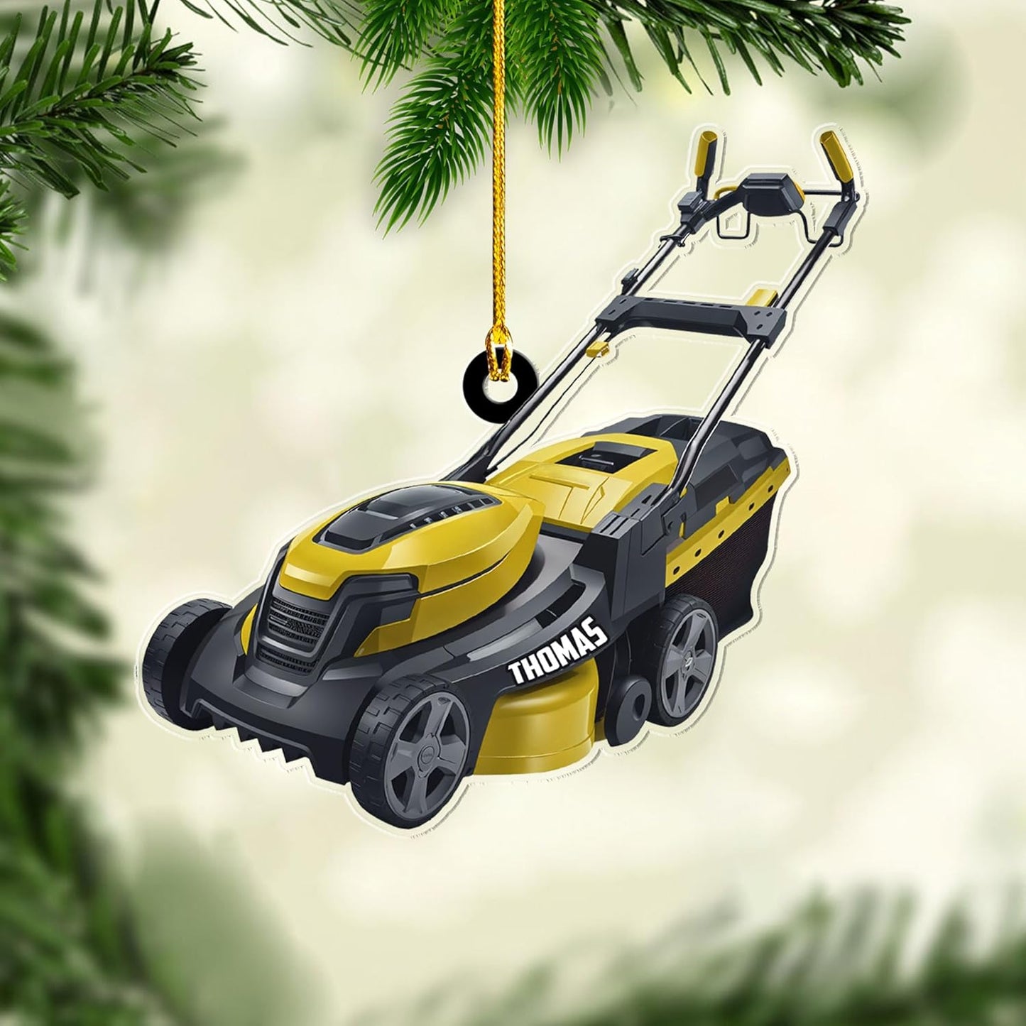 Personalized Lawn Mower Christmas Ornament | Custom Name Gardening Holiday Keepsake Gift for Gardeners & Lawn Care Workers TG61