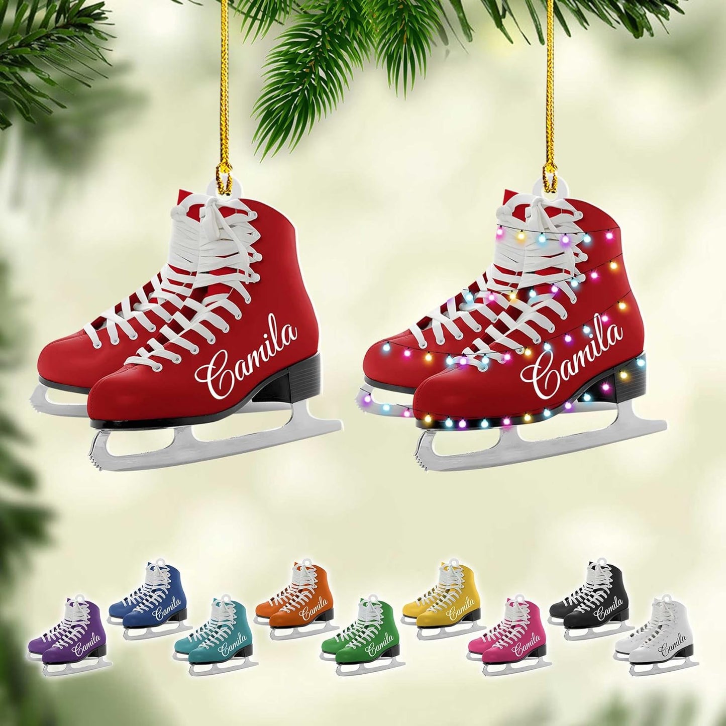 Personalized Ice Skating Christmas Ornament N04