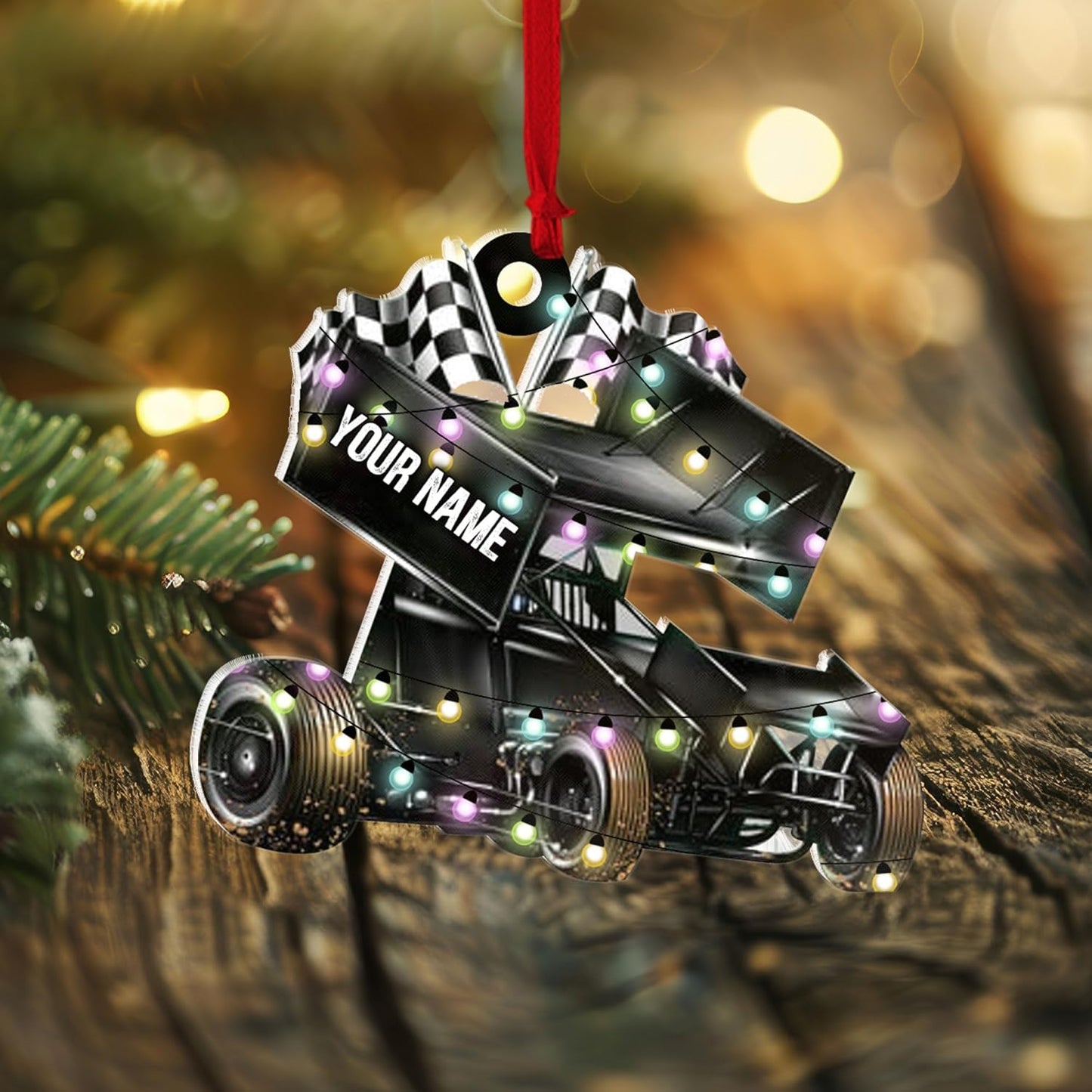 Personalized Hot Rod Ornament – Custom Engine Acrylic Christmas Ornament, Automotive Gift for Mechanics and Drivers TDR14