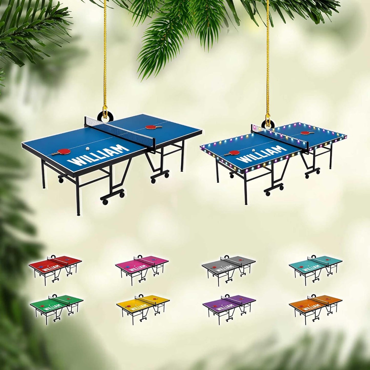 Personalized Ping Pong Christmas Ornament – Custom Name Acrylic 2D Flat Table Tennis Ornament, Holiday Decoration, Gift for Table Tennis Players TT2