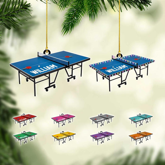 Personalized Ping Pong Christmas Ornament – Custom Name Acrylic 2D Flat Table Tennis Ornament, Holiday Decoration, Gift for Table Tennis Players TT2