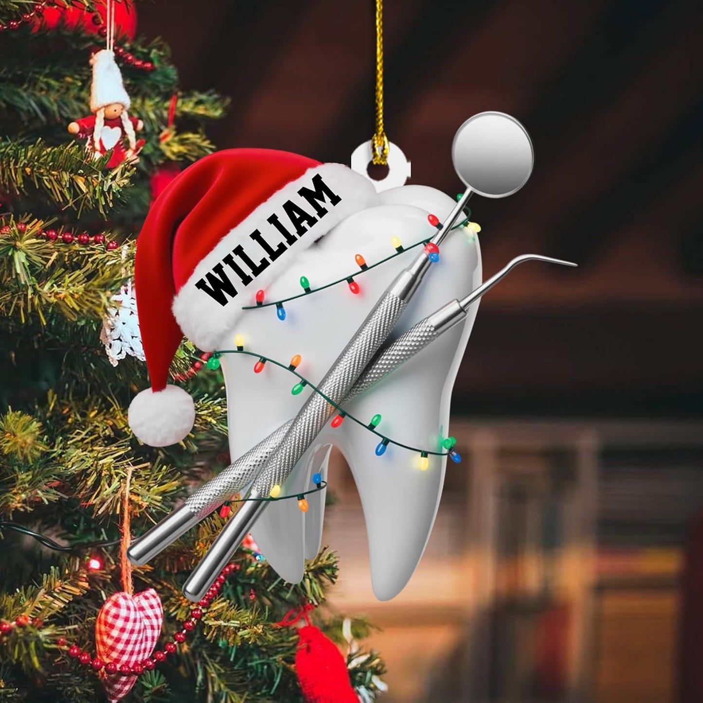 Custom Tooth Dentist Christmas Ornament