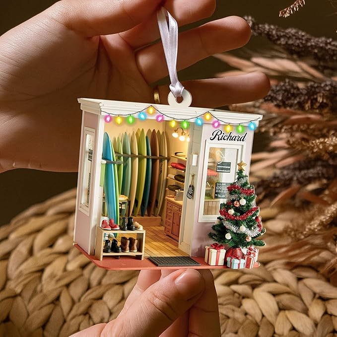 Personalized Surfboard Christmas Ornament - Surfing Tree Decoration Gift for Surfers LL20
