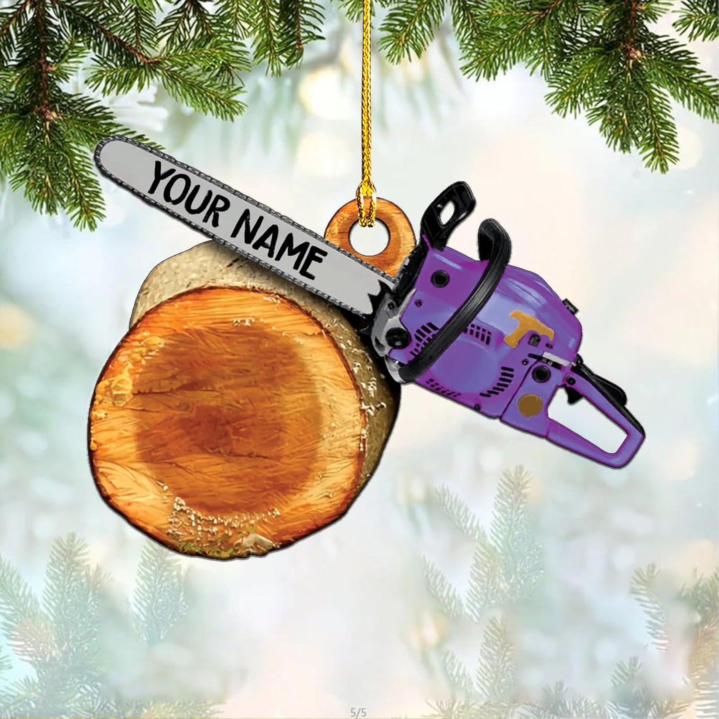 Personalized Chainsaw Ornament – Carpenter Lumberjack Christmas Ornament H1