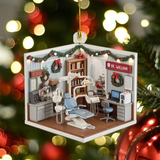 Custom Dentist Office Christmas Ornament Style 3