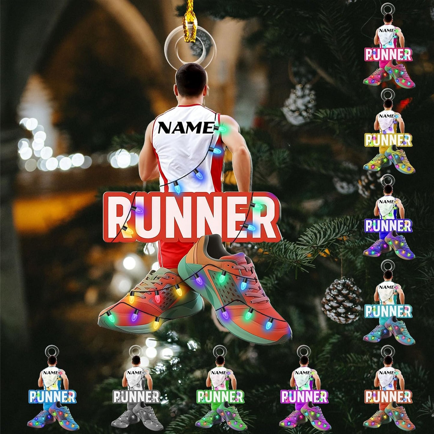 Custom Running 2D Flat Ornament – Personalized Marathon Acrylic Gift, Athlete Christmas Decoration TM7