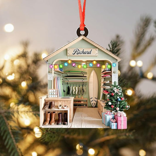 Custom Surfboard Christmas Ornament - Surfing Tree Decoration Gift for Surfers LL21