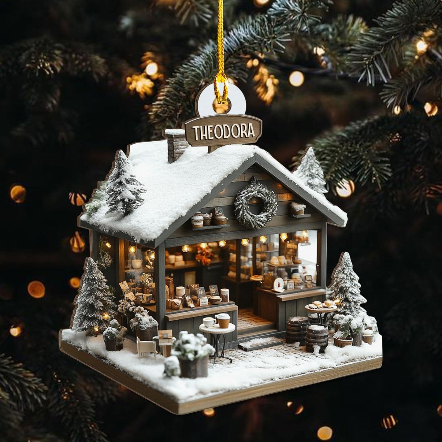 Personalized Coffee House Ornament – Unique Holiday Keepsake for Coffee Lover TC19