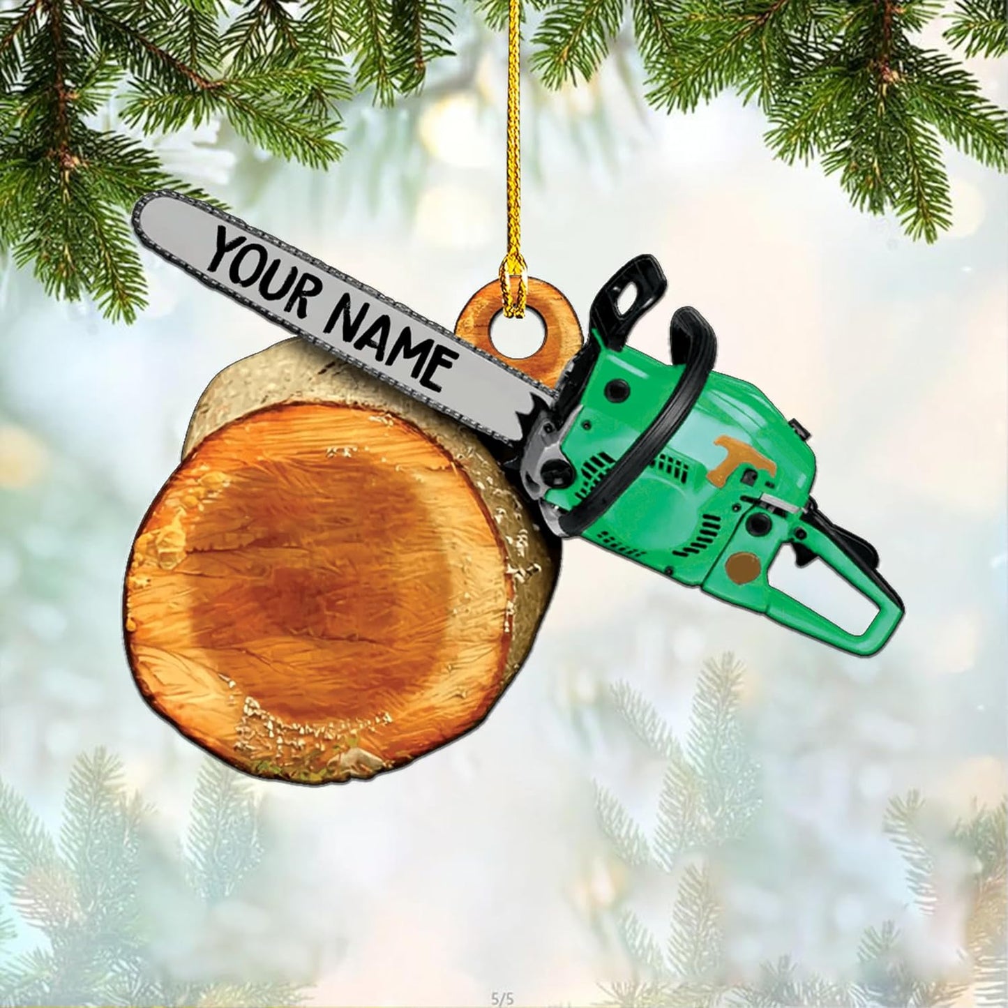 Personalized Chainsaw Ornament – Carpenter Lumberjack Christmas Ornament H1