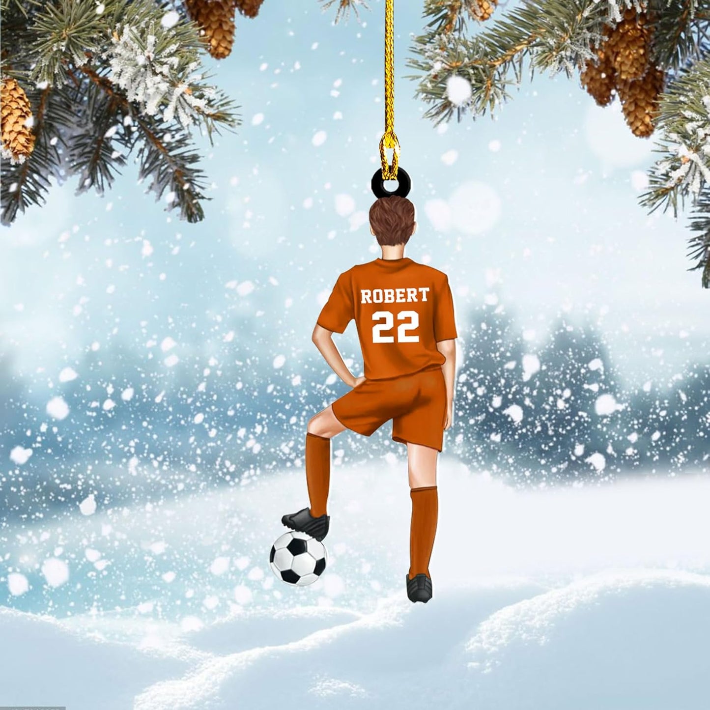 Personalized Soccer Player Christmas Ornament - Xmas Gift for Soccer Lovers C23