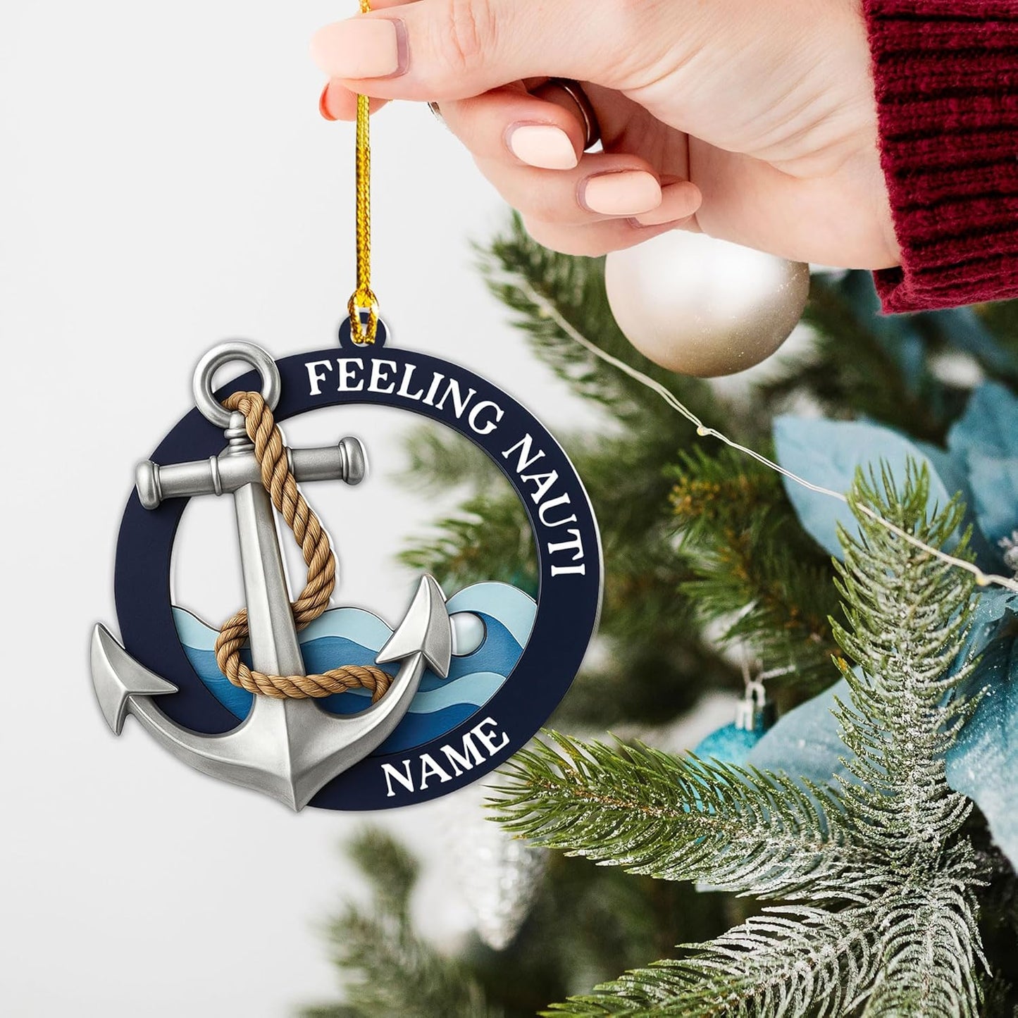 Personalized Sailor Ornament – Custom Captain Sailor Acrylic Ornament, Unique Sailing Glass Keepsake, Navy Captain Holiday Gift for Sailors TS15