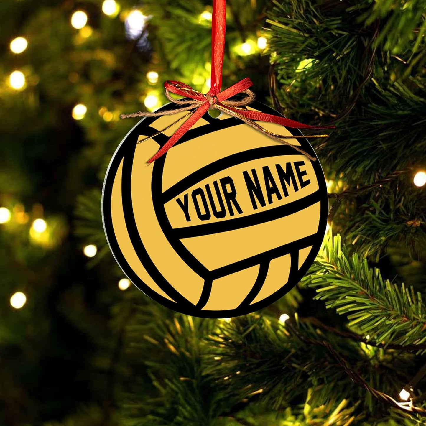 Custom Name Water Polo Ball Christmas Ornament – Personalized Water Polo Ball Ornament, Sport Holiday Tree Decoration, Gift for Water Polo Players TW2
