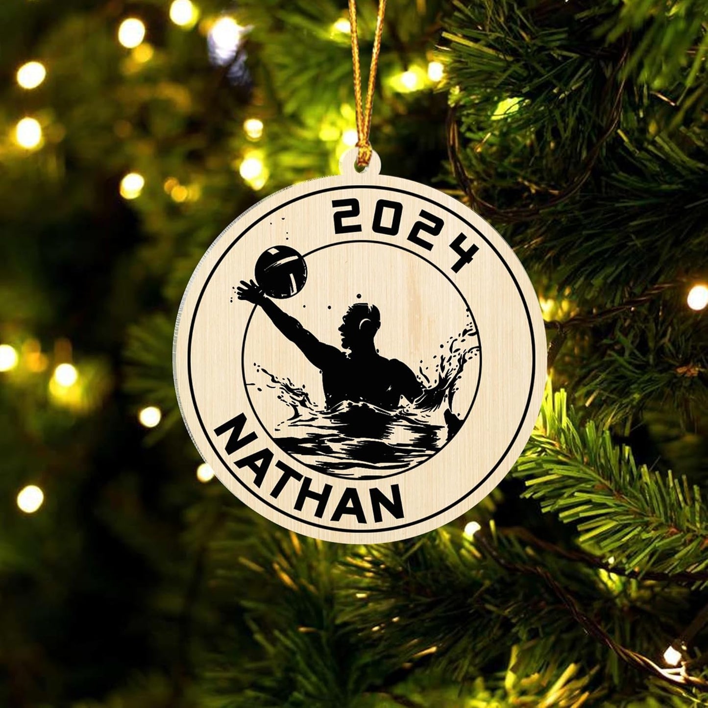 Personalized Water Polo Christmas Ornament – Custom Name Water Polo Ball Acrylic Ornament, Sport Holiday Tree Decoration TW15