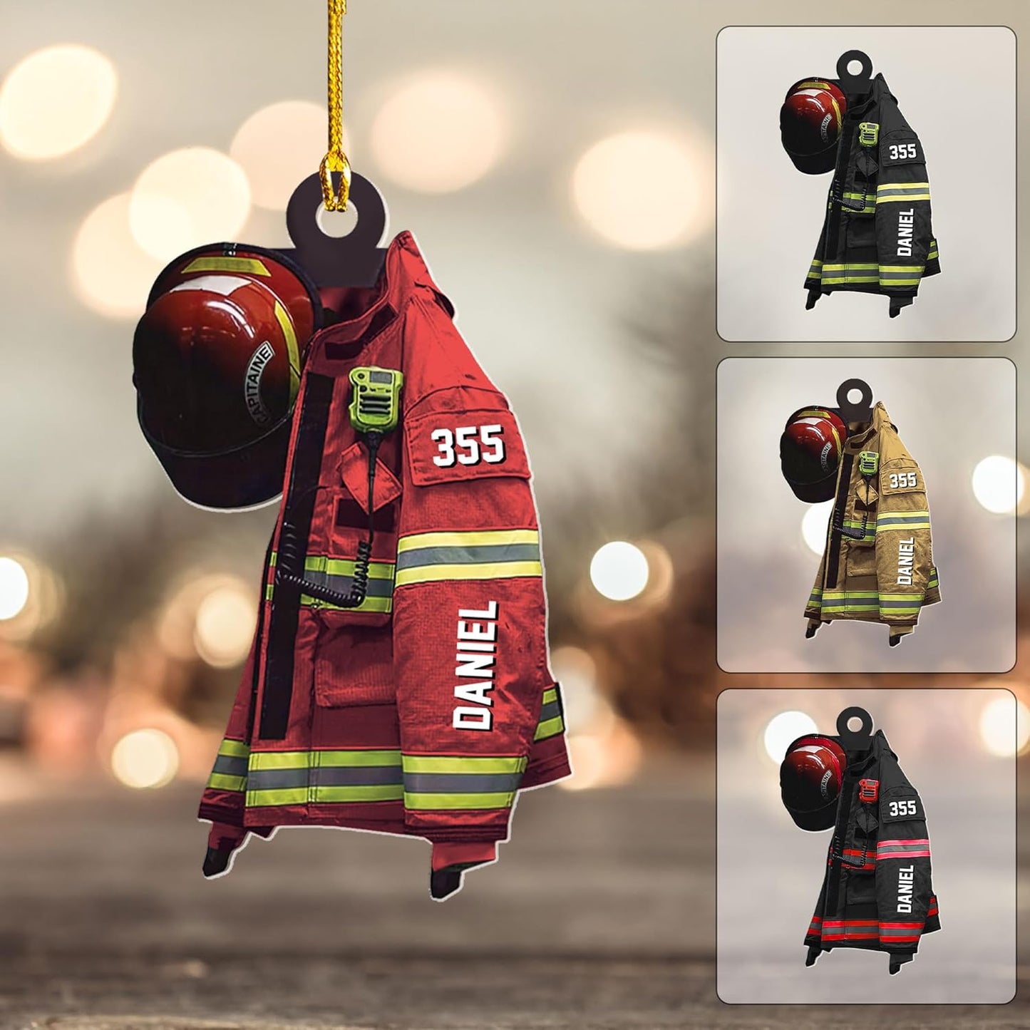 Personalized Firefighter Uniform Christmas Ornament Style 15