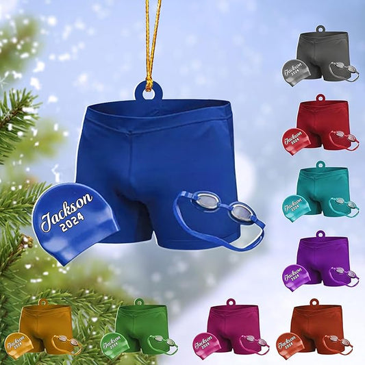 Personalized Swimming Ornament - Custom Swimmer Christmas Gift for Boys, Girls & Pool Lovers LL17