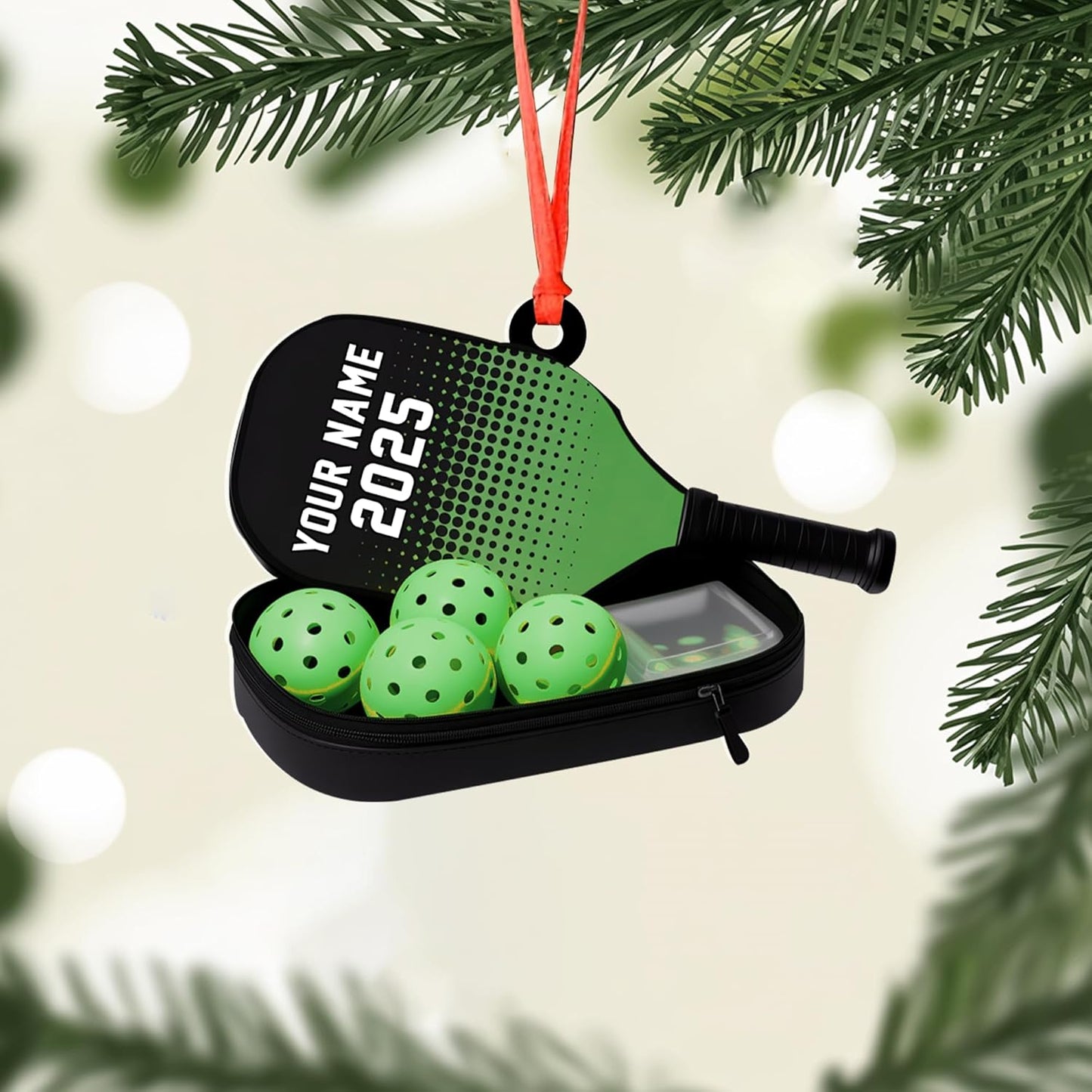Custom Name and Year Pickleball Bag Ornament – Pickleball Christmas Ornament 2