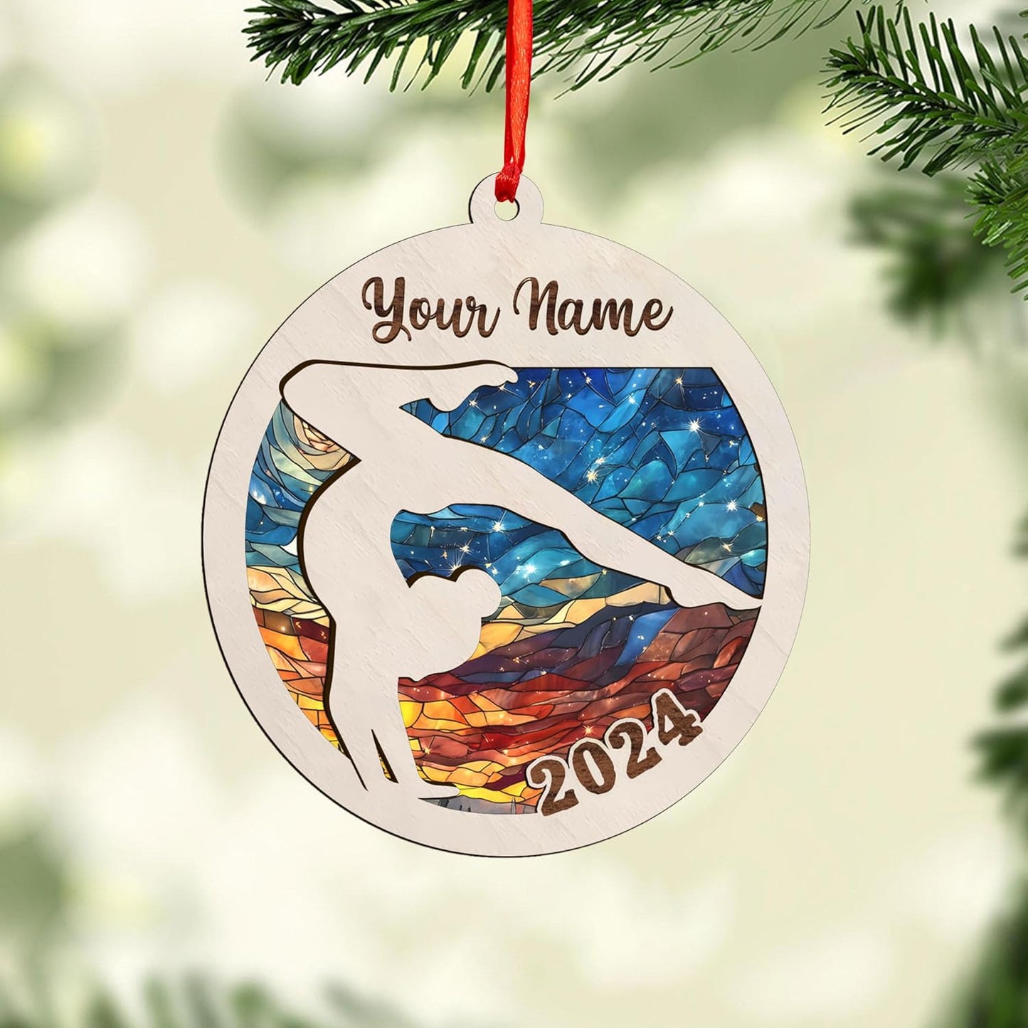 Personalized Name Gymnastics Ornament 2025, Girl Gymnast Ornaments  for Xmas C15