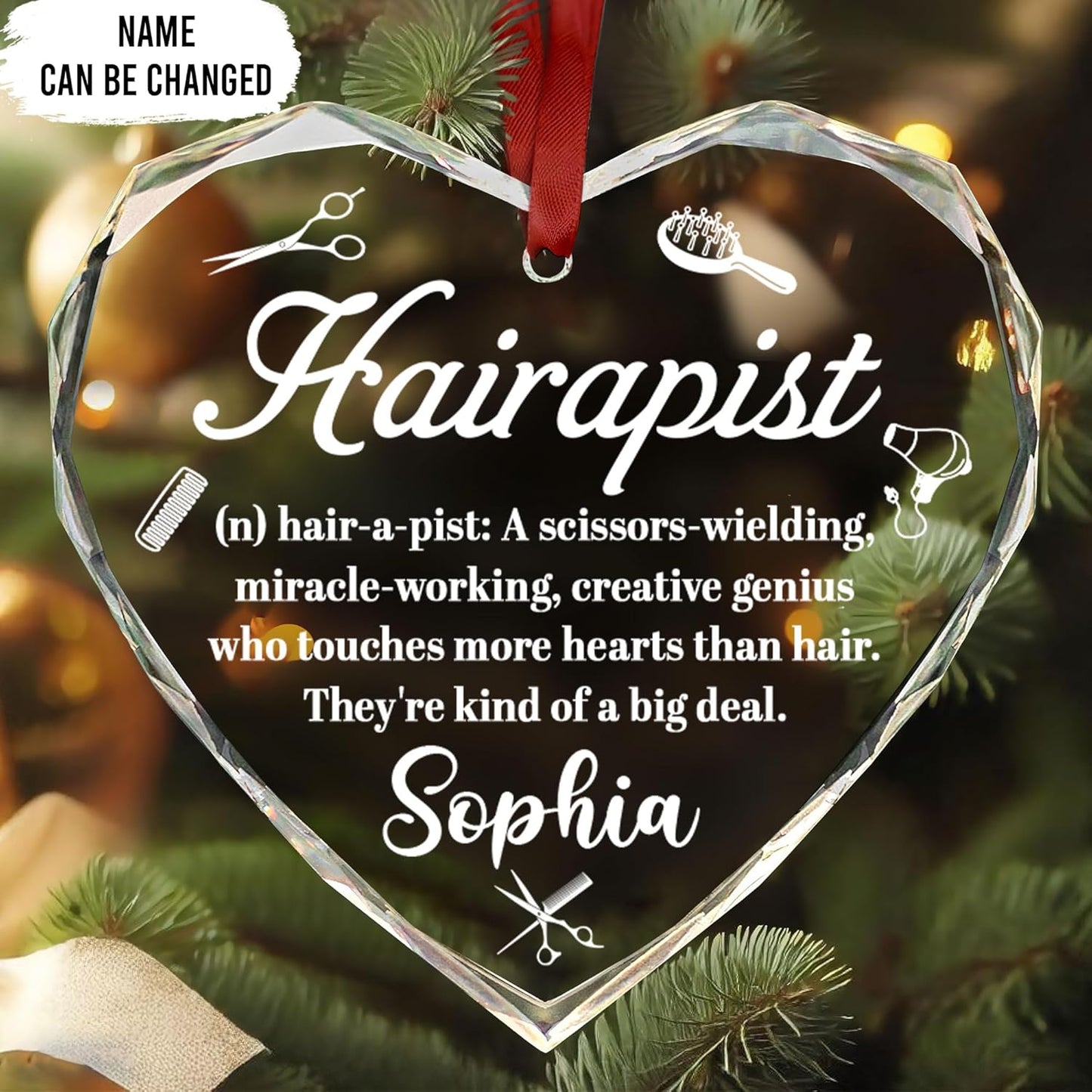 Personalized Hair Stylist Ornament – Custom Name for Hairdresser Glass Ornament