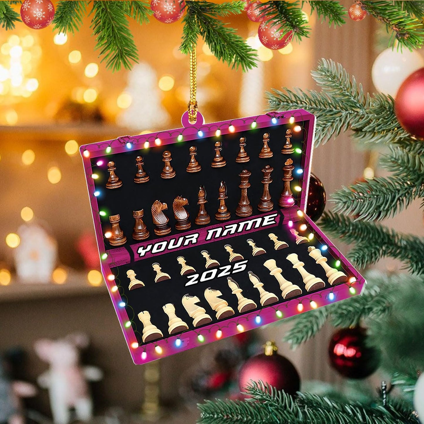 Personalized Name Chess Ornament Gift for Men Women Chess Team Player N16