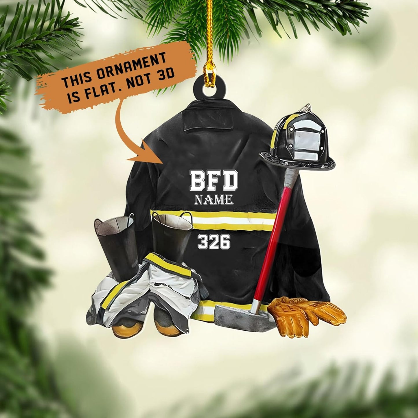 Personalized Firefighter Uniform Christmas Ornament Style 12