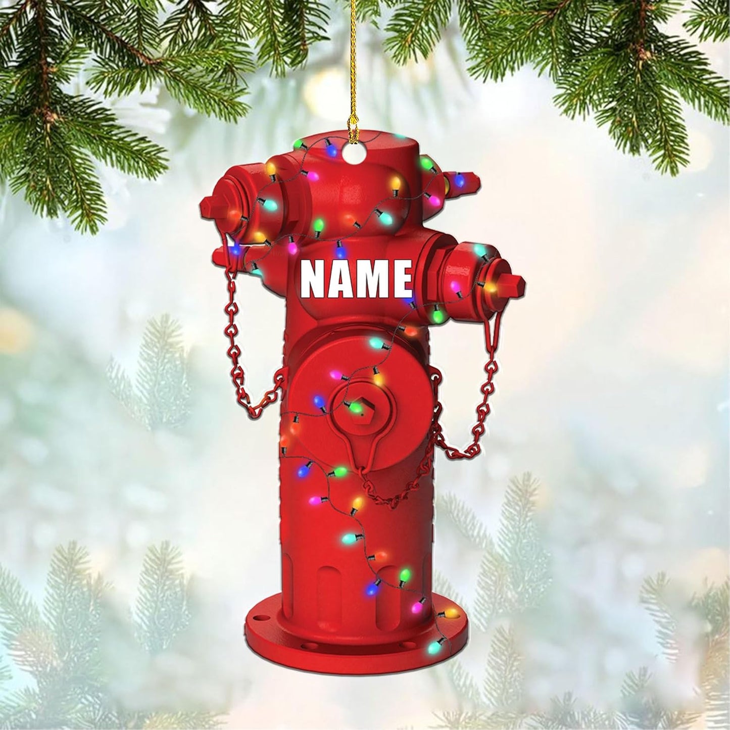 Personalized Firefighter Hydrant Christmas Ornament