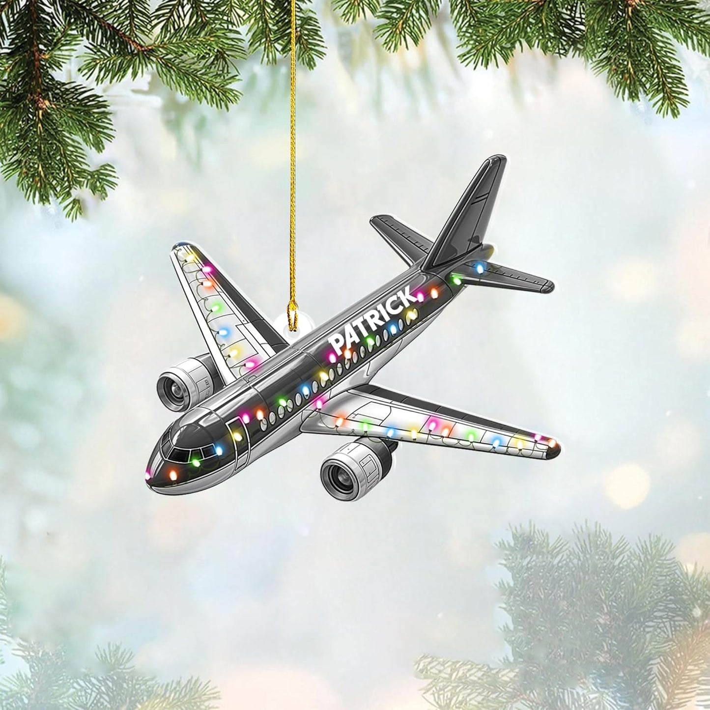 Personalized Airplane Pilot Christmas Ornament Style 4