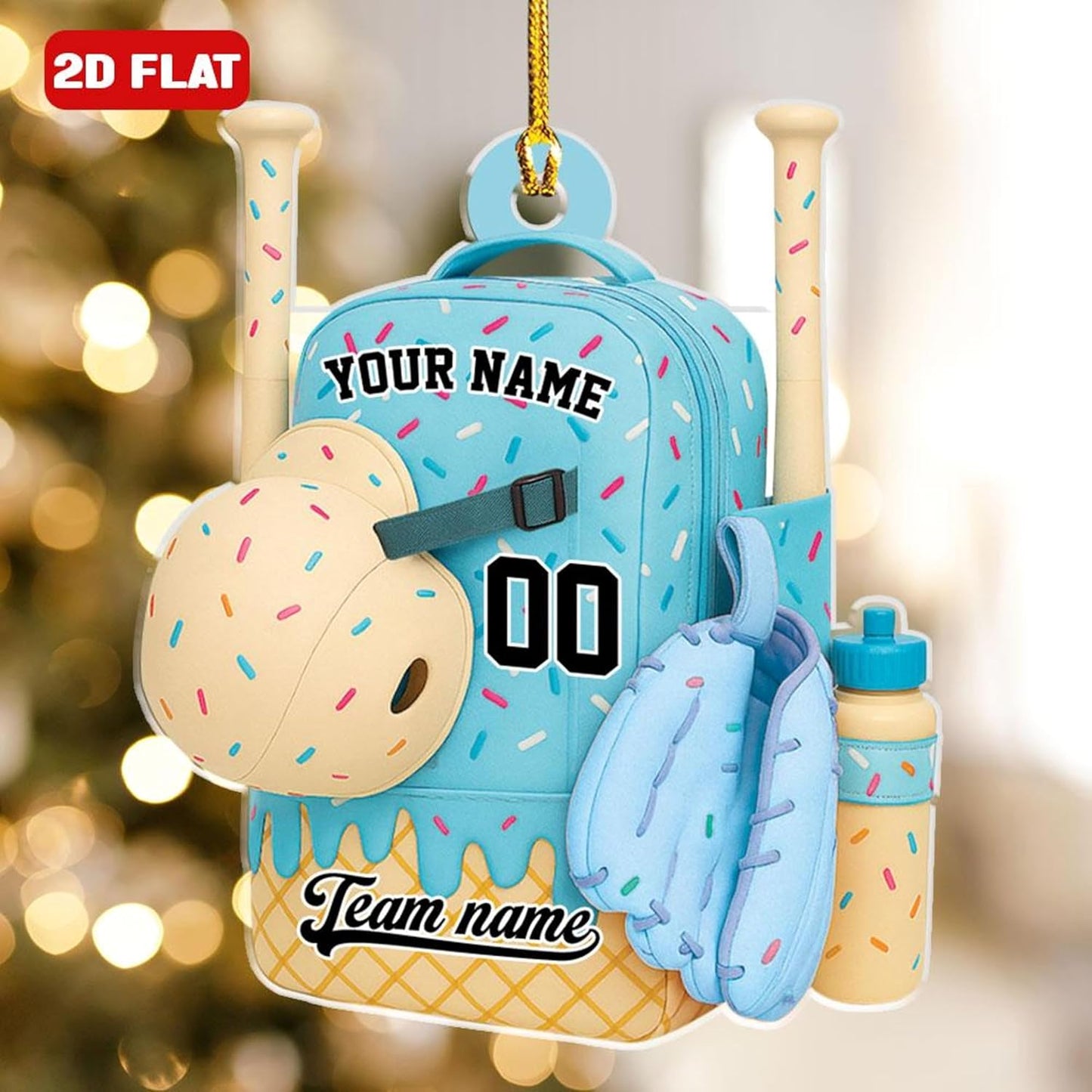 Personalized Baseball Christmas Ornament – Custom Name Acrylic Ornament, Sports Holiday Decoration, Baseball Player Gift TH24