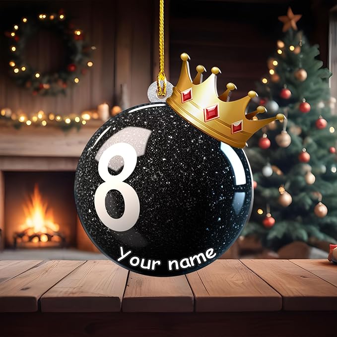 Personalized Billiards Ornament 2025, Billiards Christmas Ornaments N12