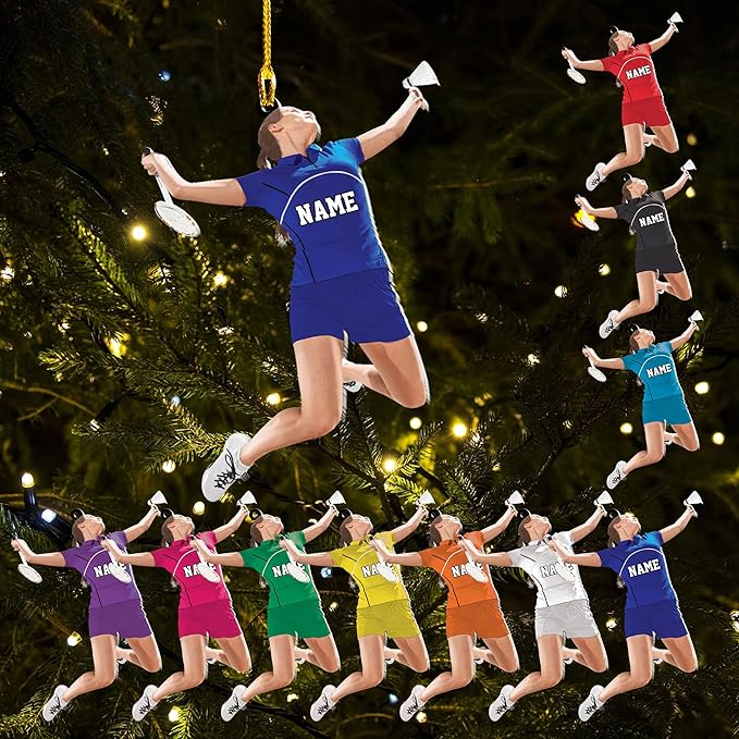 Personalized Badminton Ornament, Custom Christmas Gift for Players, Sports Lovers LL6