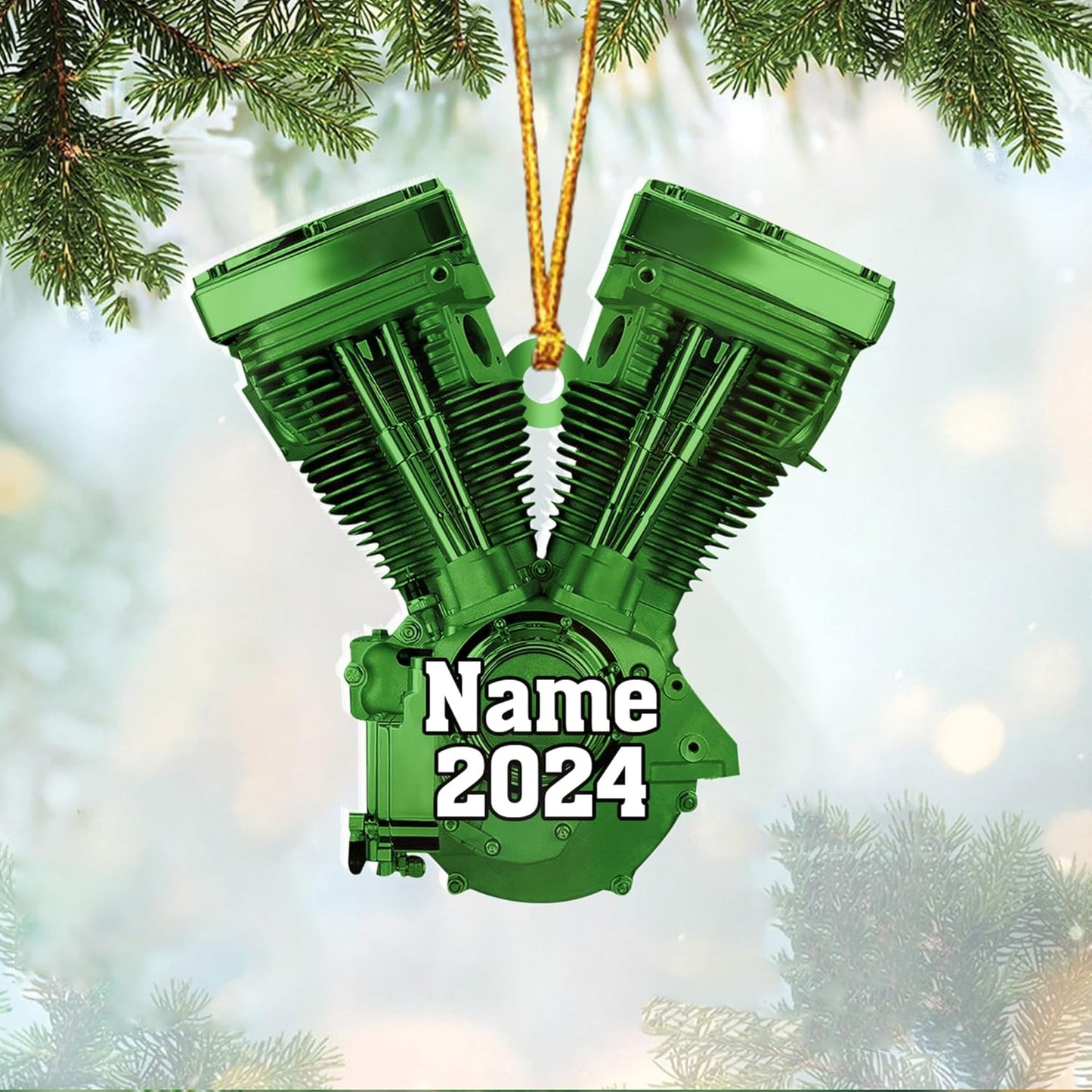 Custom Drag Racing Ornament – Personalized Hot Rod Engine Acrylic Christmas Decoration, Mechanic Gift for Car Lovers TDR5