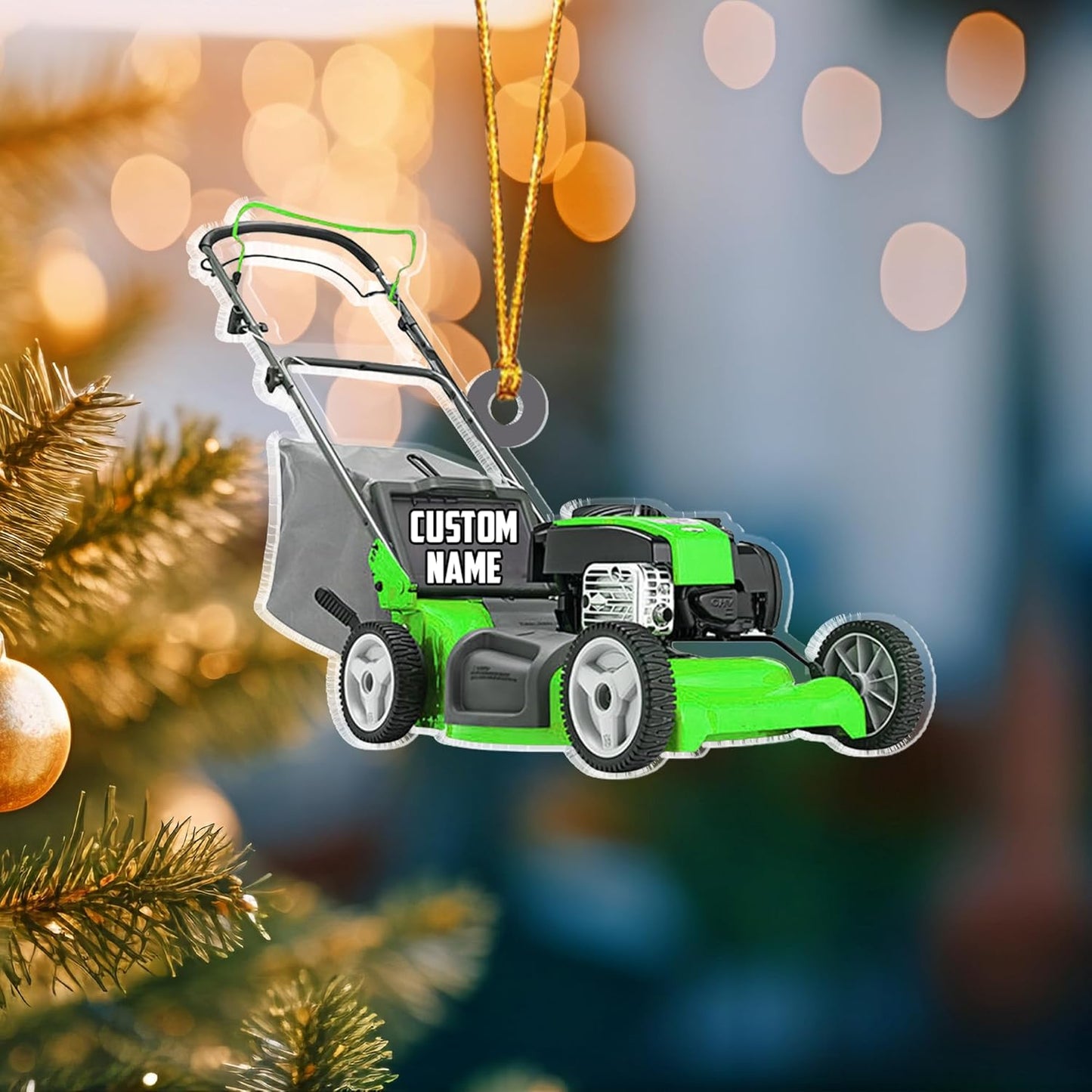 Custom Name Lawn Mower Christmas Ornament | Personalized Gardening Holiday Keepsake Gift for Gardeners & Lawn Care Workers TG69