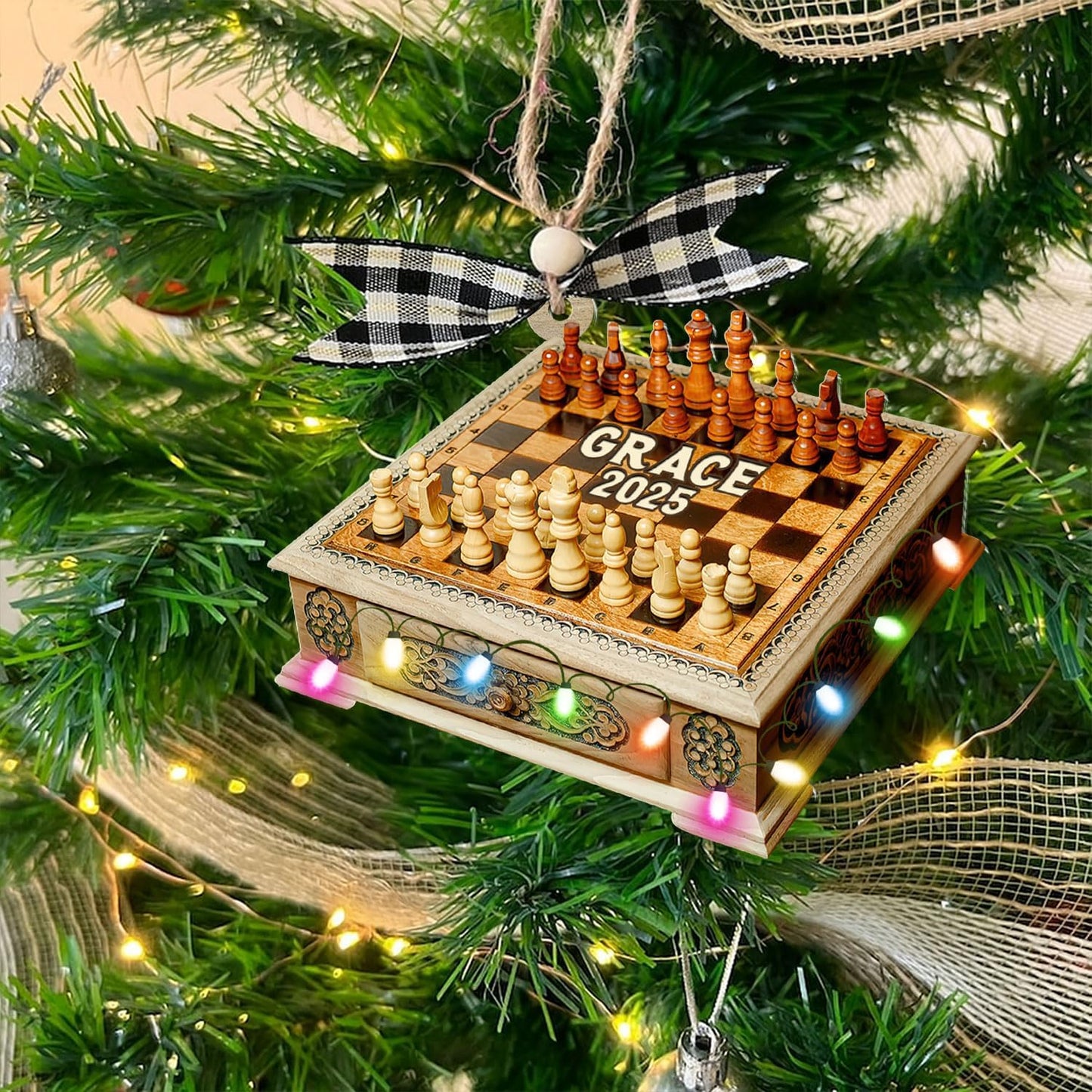 Personalized Name Chess Ornament Gift for Men Women Chess Team Player N15