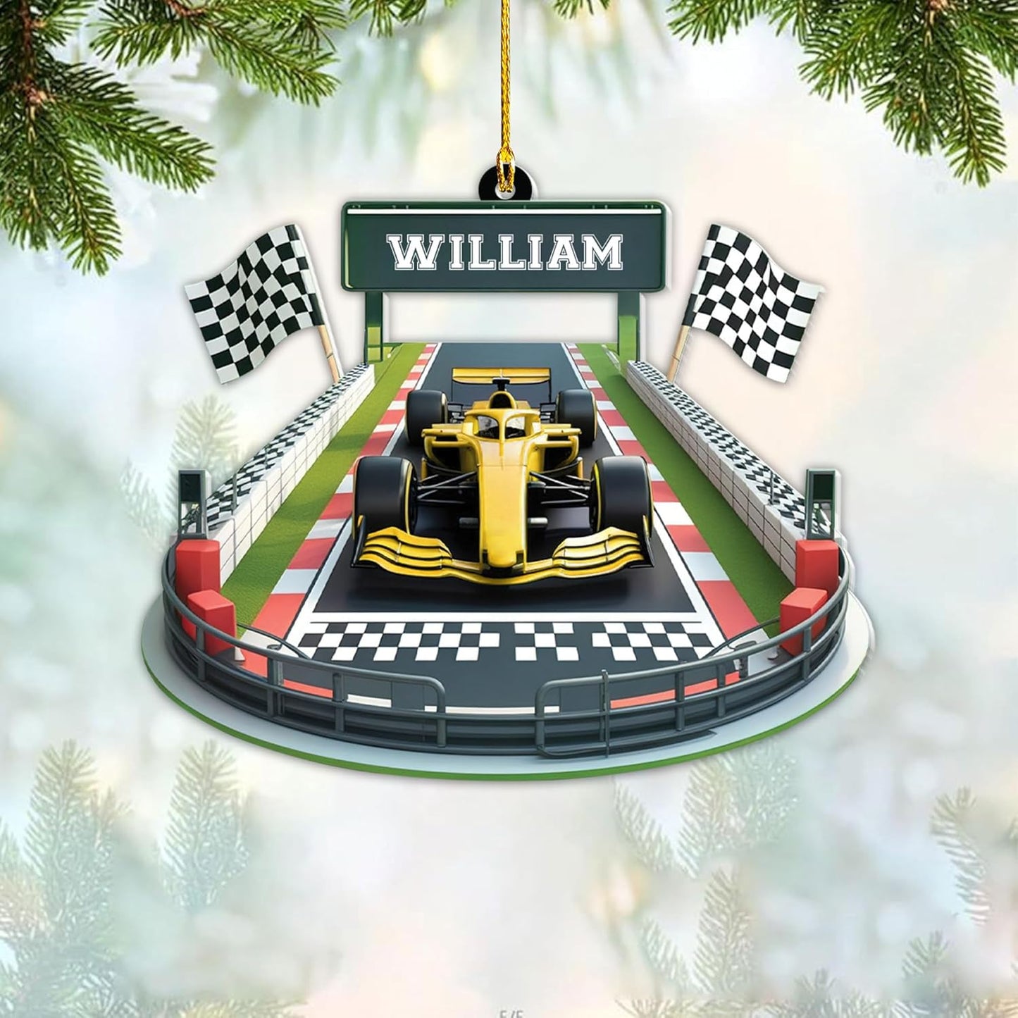 Custom Race Car Christmas Ornament – Personalized Acrylic Racing Car Decoration, Motorsport Gift for Drivers TR6