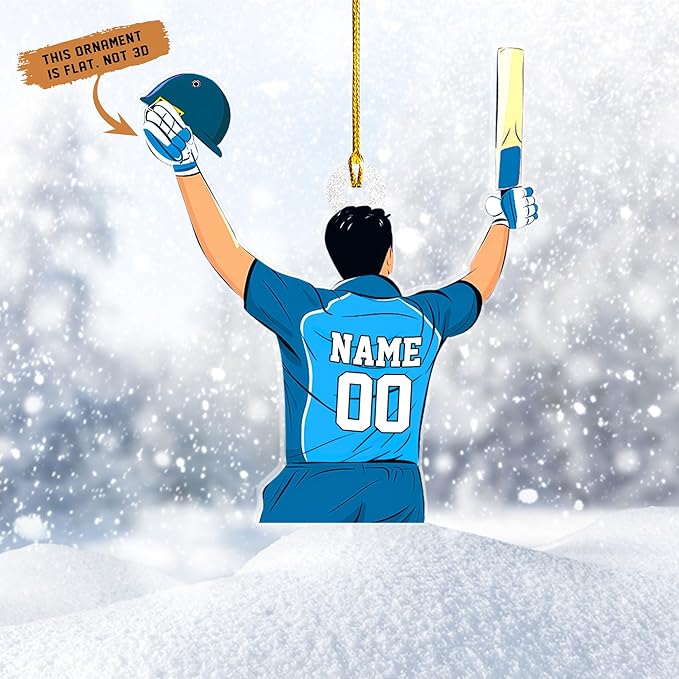 Personalized Cricket Christmas Ornament 2025, Custom Cricket Bat Ornament NO4