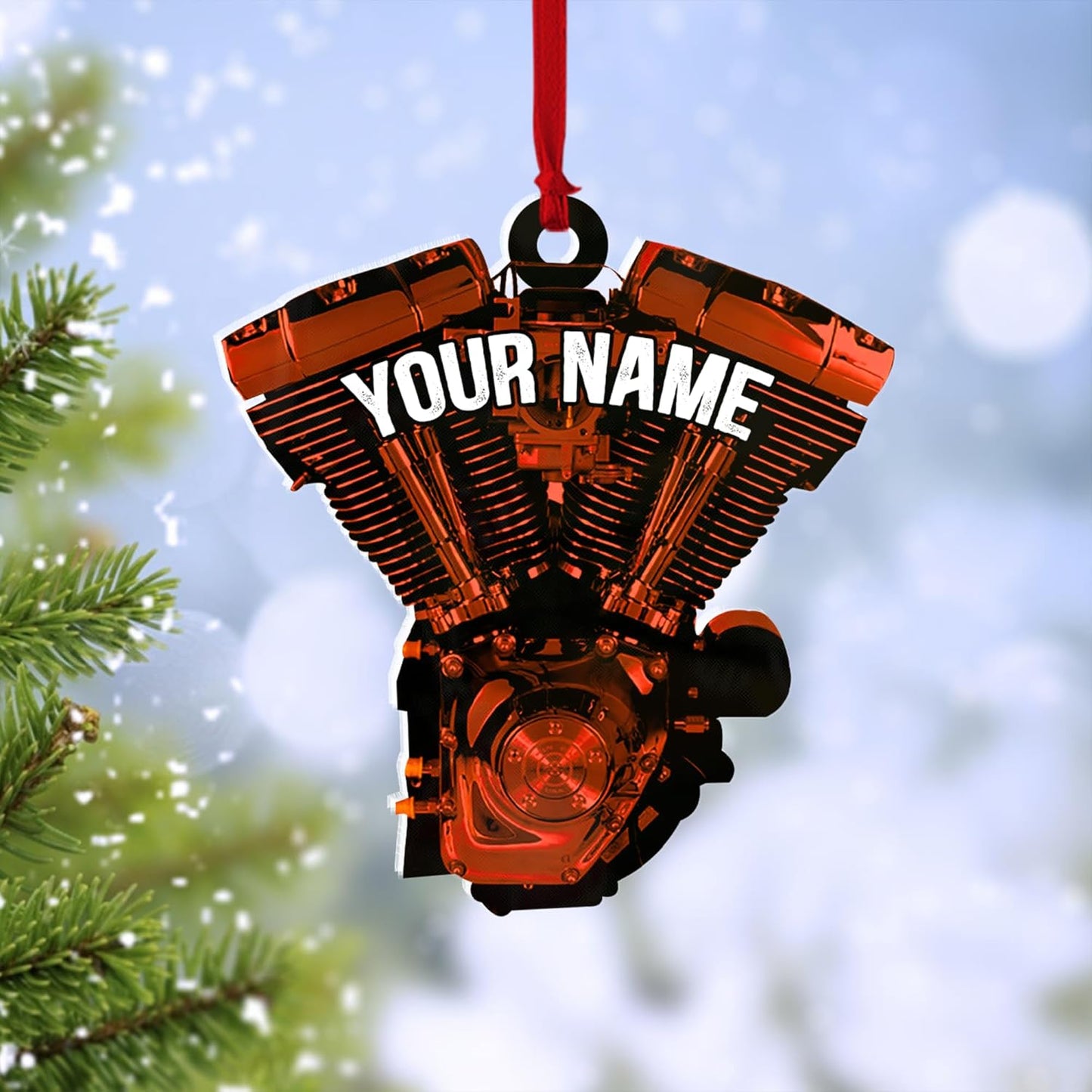 Custom Drag Racer Ornament – Personalized Acrylic Engine Design, Power Tool Themed Christmas Gift TDR7