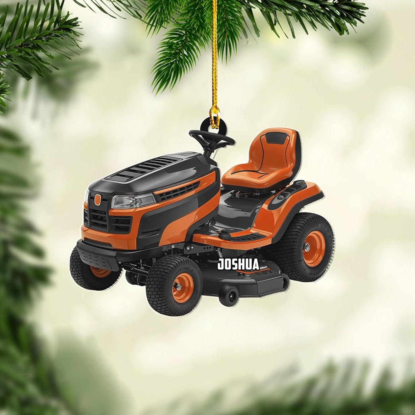 Personalized Lawn Mower Christmas Ornament | Custom Name Gardening Holiday Keepsake Gift for Gardeners & Lawn Care Workers TG64