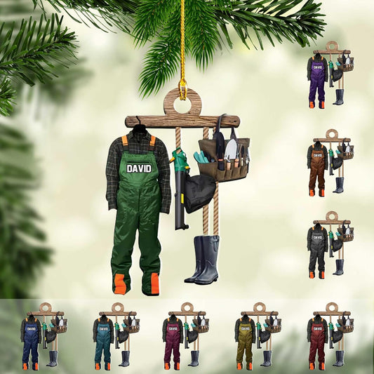 Personalized Gardening Acrylic Ornament – Custom Name Garden Tools Christmas Tree Decoration for Gardeners & Plant Lovers TG11