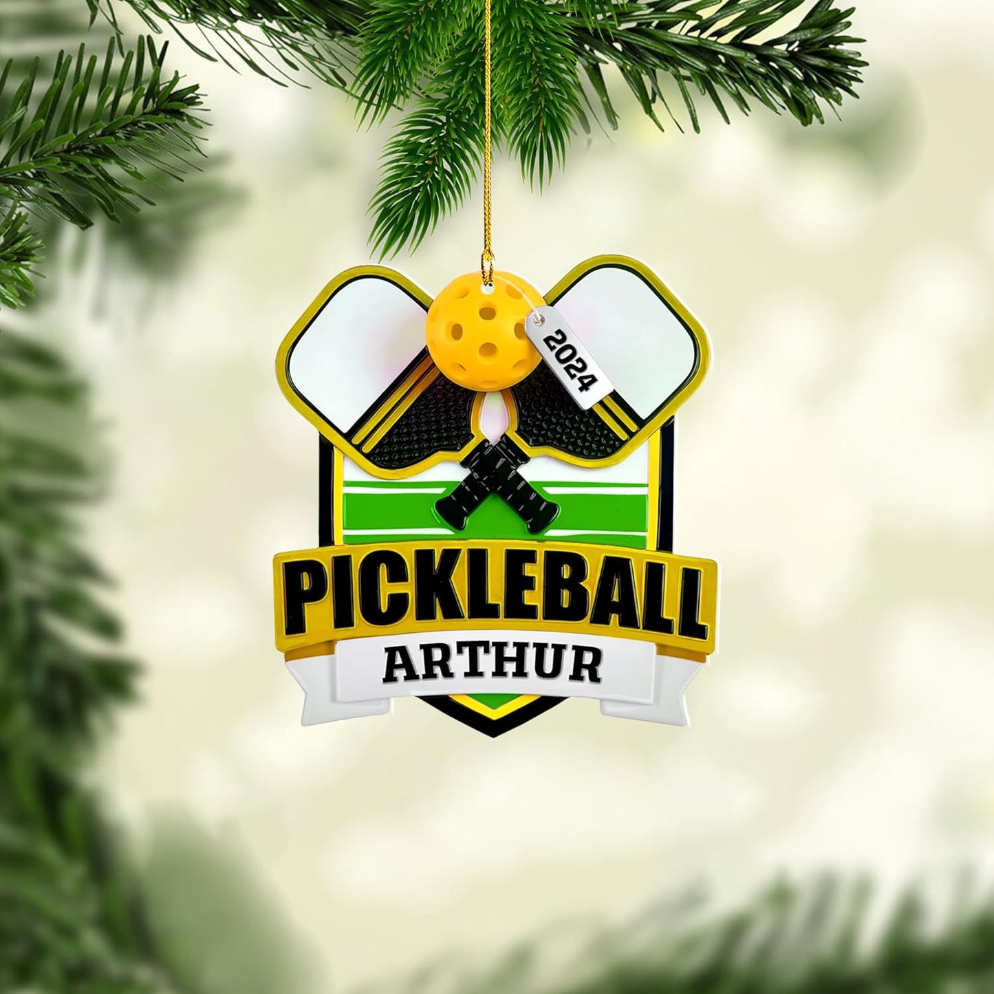 Personalized Pickleball Ornament – Custom Name & Year Paddle and Ball Christmas Ornament 8
