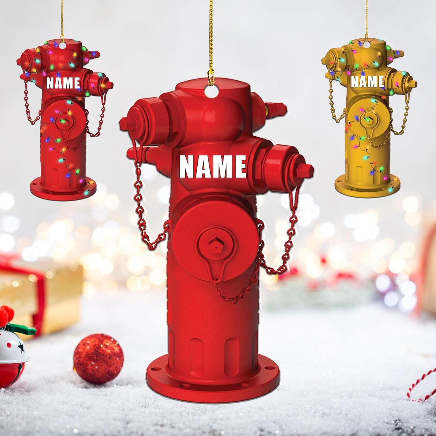 Personalized Firefighter Hydrant Christmas Ornament