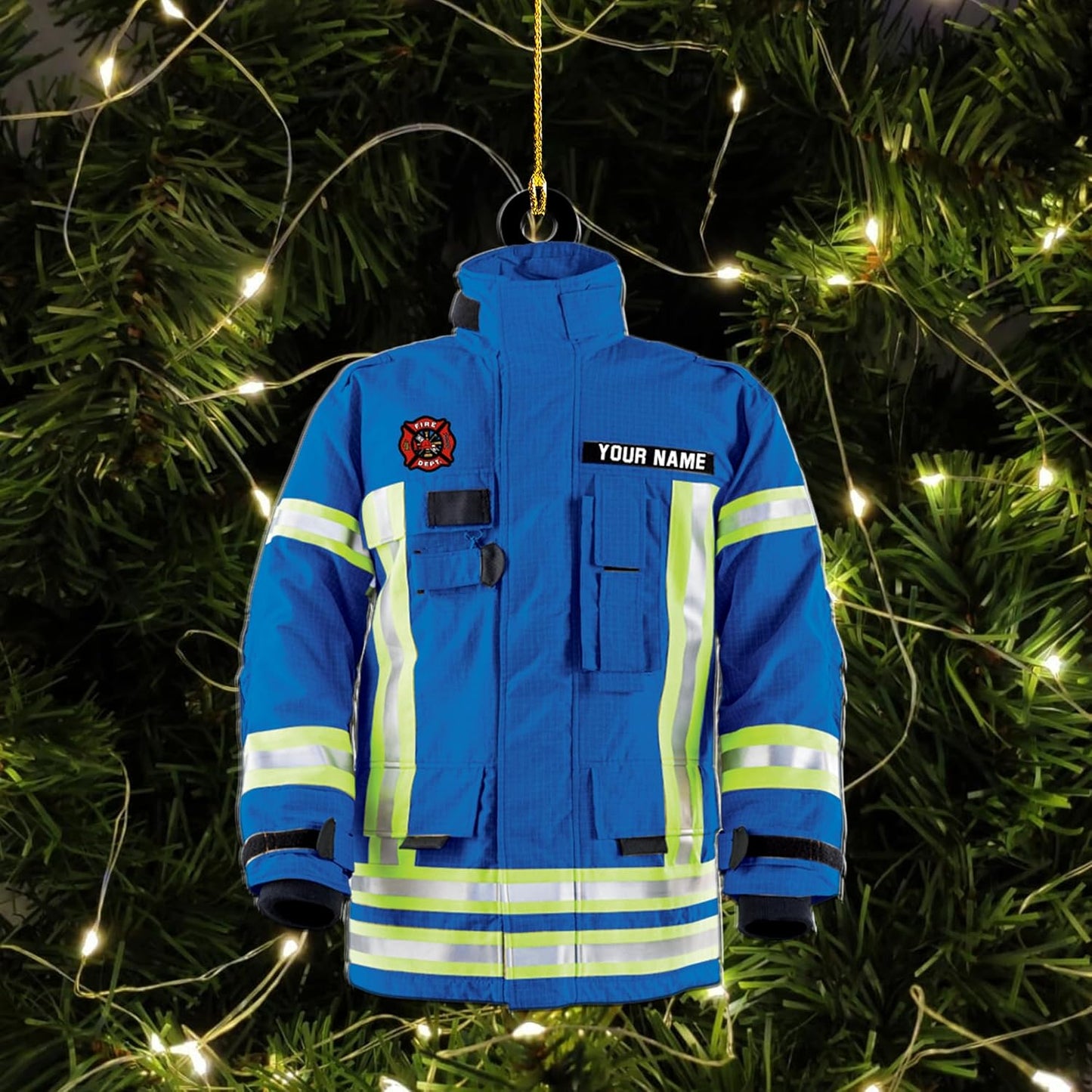 Personalized Firefighter Uniform Christmas Ornament Style 11