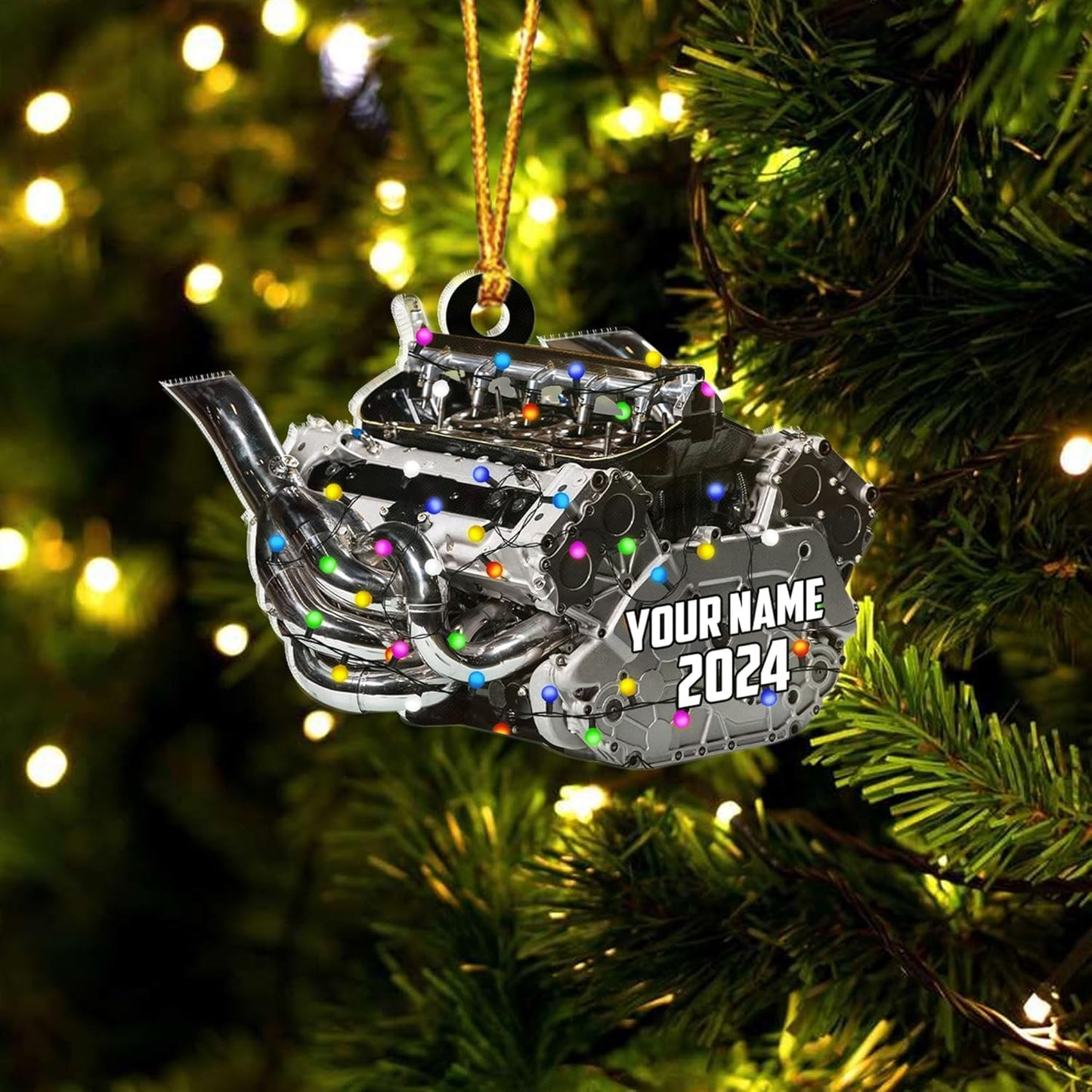 Personalized Drag Racing Christmas Ornament – Custom Hot Rod Engine Acrylic Ornament, Mechanic Automotive Gift, Power Tool Racecar Decoration for Racing Lovers TDR4
