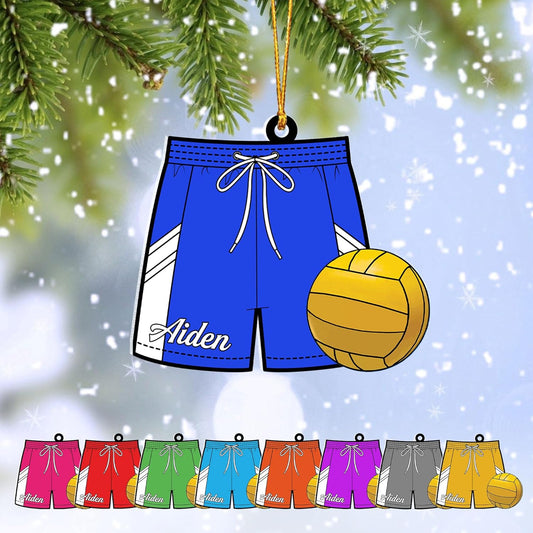 Custom Name Water Polo Ball Christmas Ornament – Personalized Water Polo Ball Ornament, Sport Holiday Tree Decoration, Gift for Water Polo Players TW4