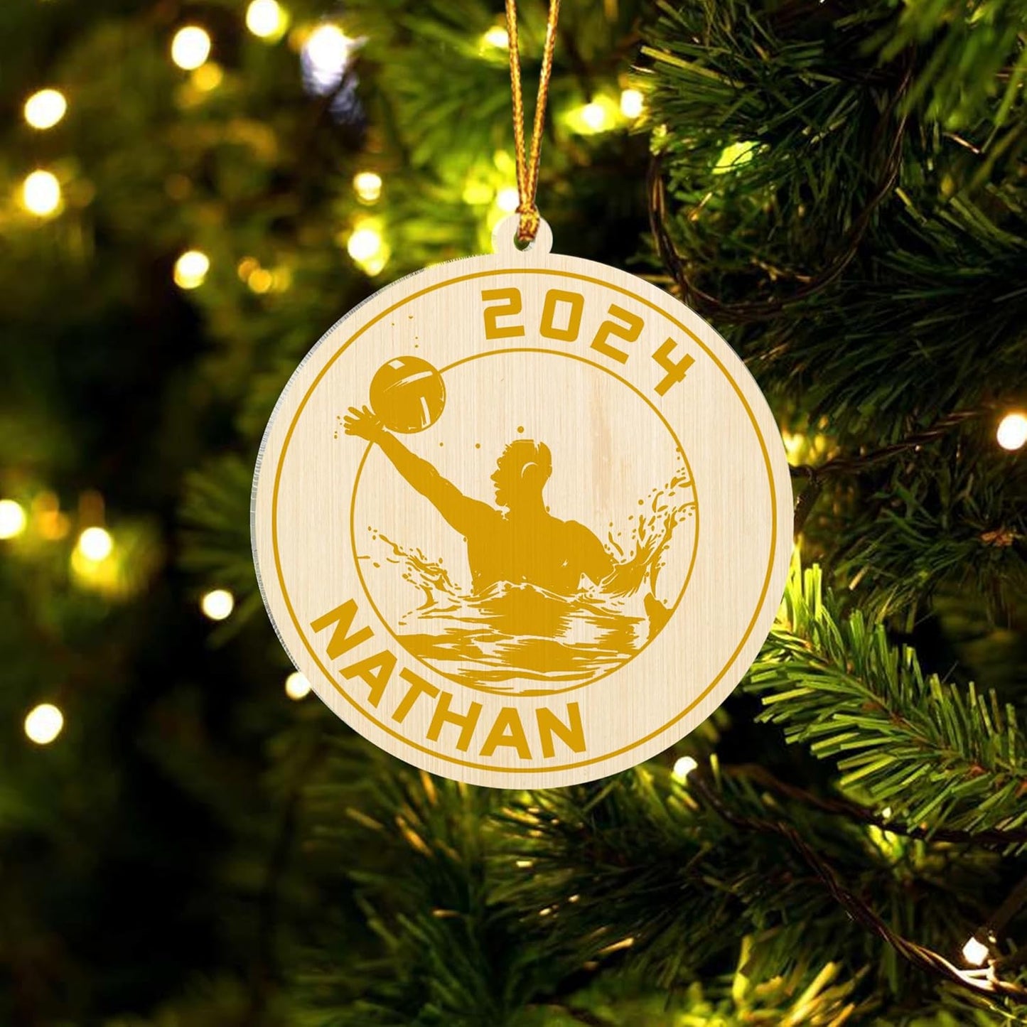 Personalized Water Polo Christmas Ornament – Custom Name Water Polo Ball Acrylic Ornament, Sport Holiday Tree Decoration TW15