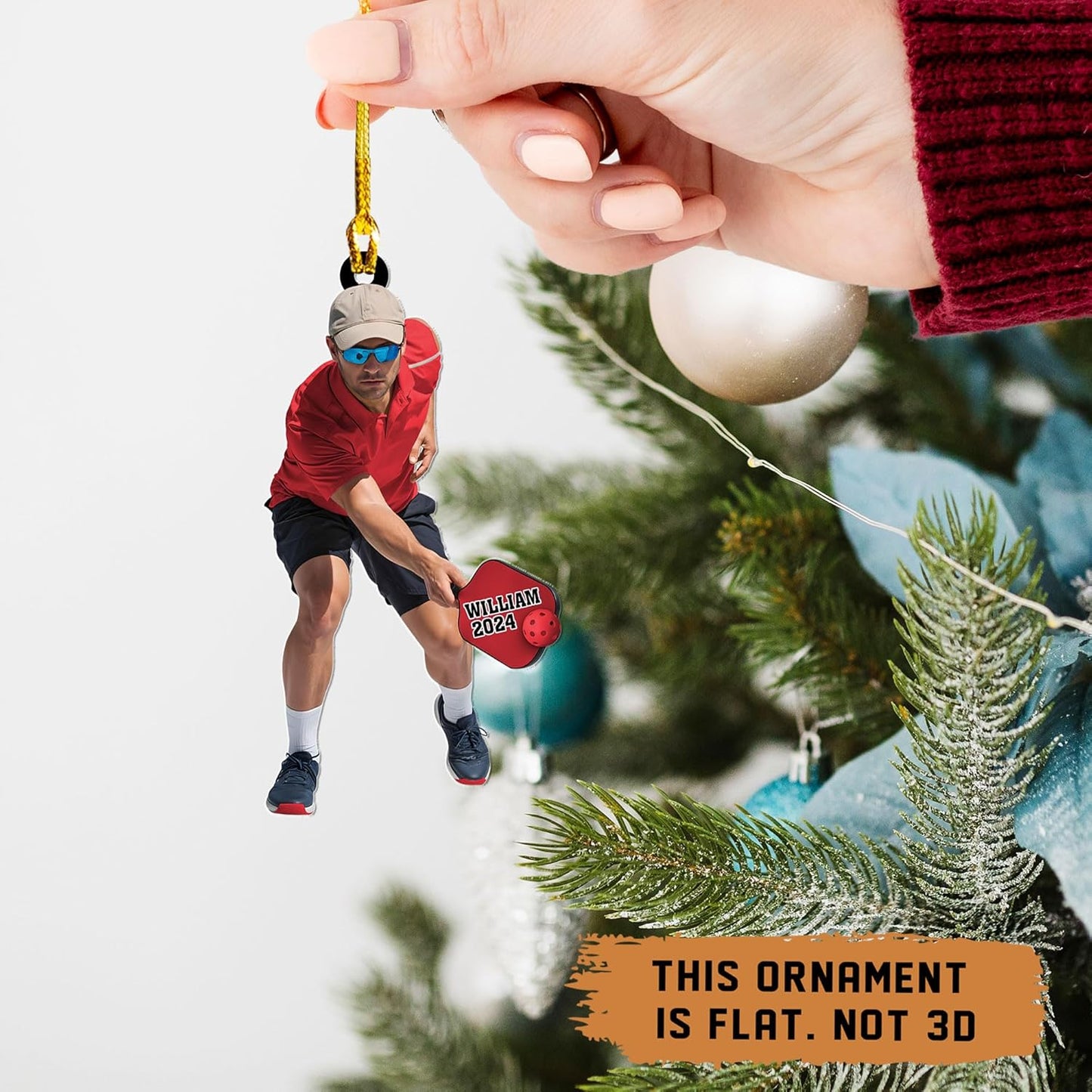 Custom Face & Name Pickleball Player Ornament – Pickleball Christmas Ornament Style 2