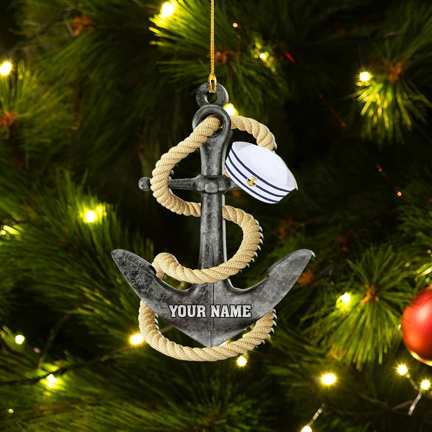 Custom Name Sailor Ornament – Personalized Captain Acrylic Sailing Ornament, Nautical Christmas Tree Decoration for Navy Lovers TS35