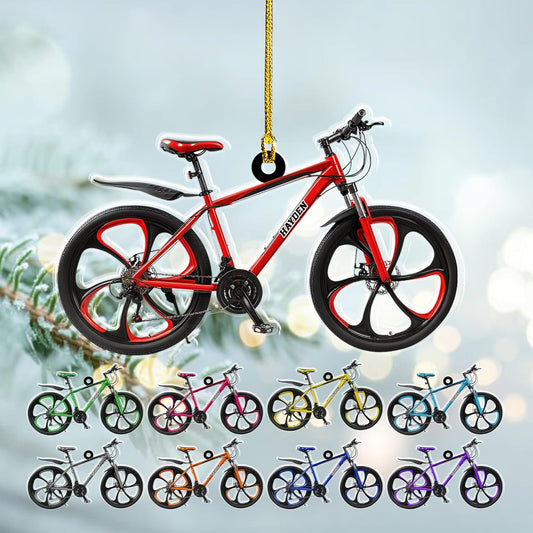 Custom Name Cycling Acrylic Ornament – Personalized Bike Gift, Christmas Tree Keepsake for Cycling Enthusiasts TC37