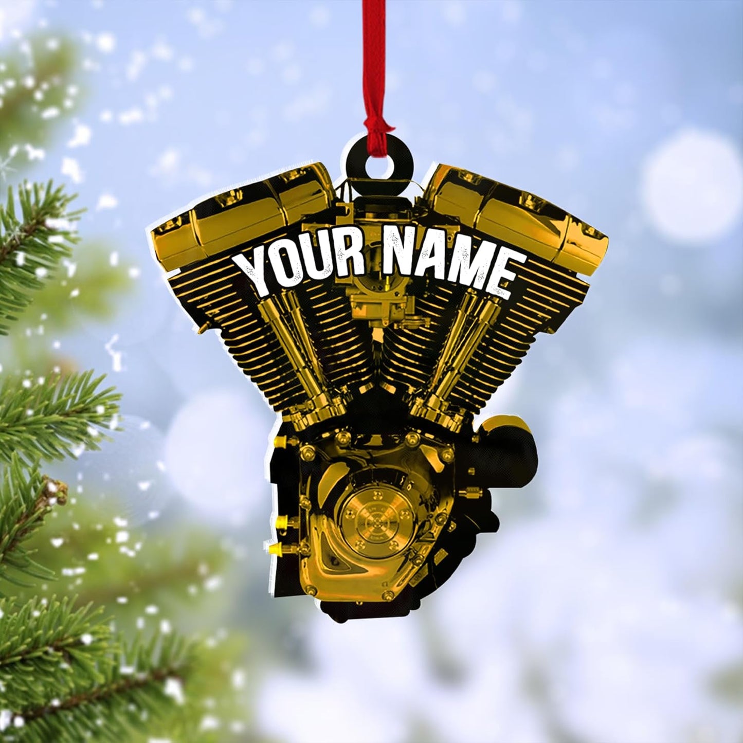 Custom Drag Racer Ornament – Personalized Acrylic Engine Design, Power Tool Themed Christmas Gift TDR7