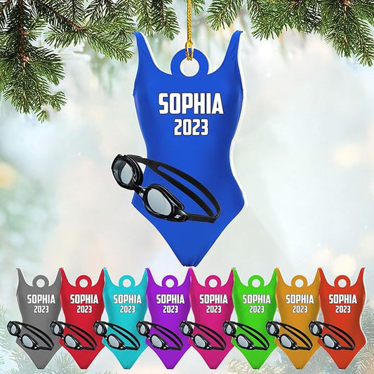 Personalized Swimming Ornament - Custom Swimmer Christmas Gift for Boys, Girls & Pool Lovers LL11