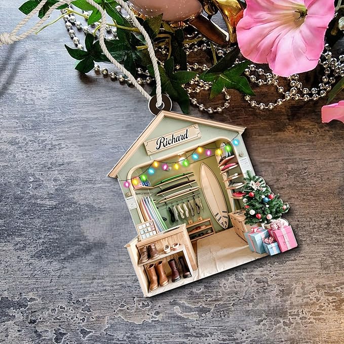 Custom Surfboard Christmas Ornament - Surfing Tree Decoration Gift for Surfers LL21